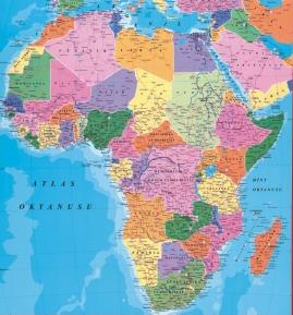 afrika siyasi haritası çıtalı çift taraf selofan kaplı duvar haritası