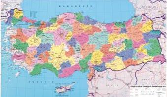 Türkiye siyasi haritası 81 il çift taraf selofan kaplı çıtalı duvar iller haritası